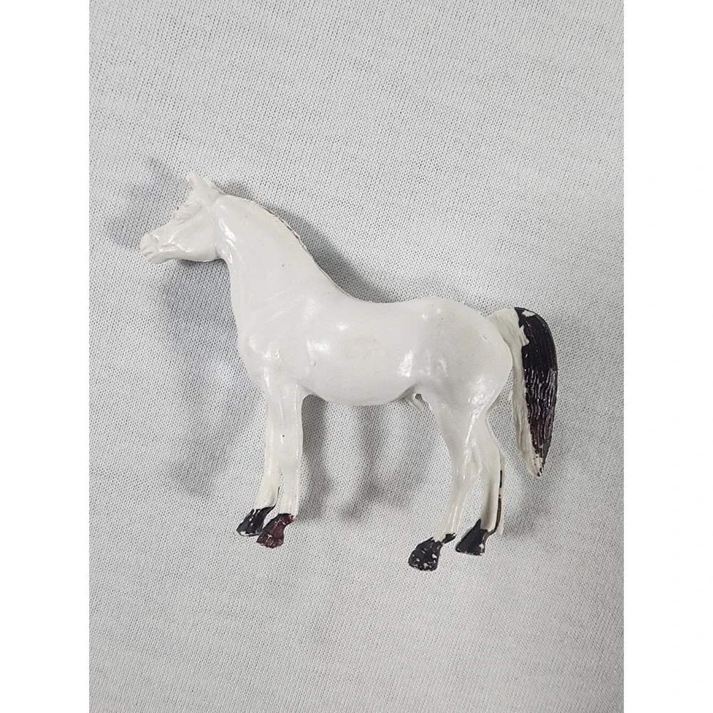 Vintage Horse Figurines Solid Molded Plastic Black White Brown Animal Toy Lot